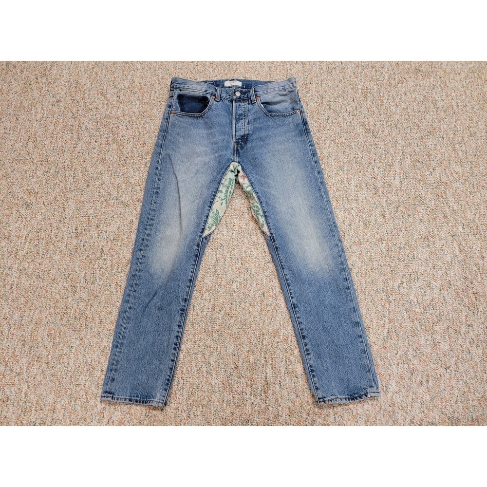 Levis Altered Taper Jeans Mens 31x30 Blue Floral‎ Gusset Custom Denim